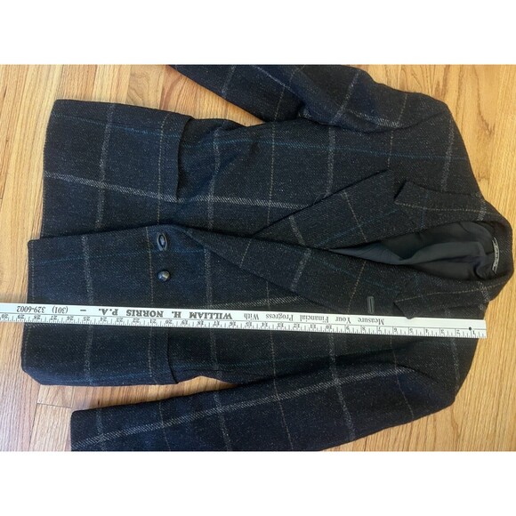 Gianni Versace Blazer Sz 44 Made In Italy Plaid Leather Trim Wool Vtg - Picture 8 of 9